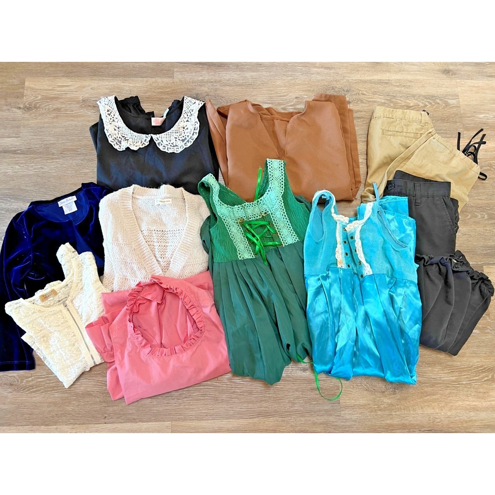 Kids Theater Costume Lot Cottagecore Prairie Dresses Tops Pants Wardrobe Bundle